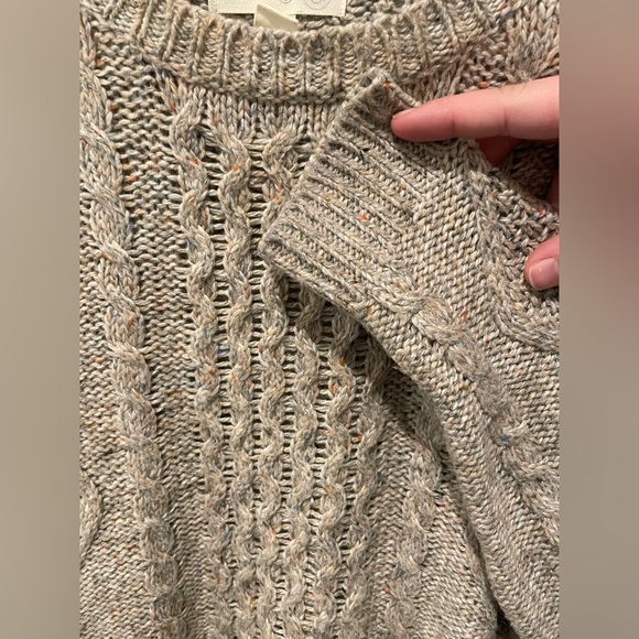 Women’s Treasure & Bond Tan Speckled Cable Crewneck Sweater Size Extra Small - Picture 9 of 9